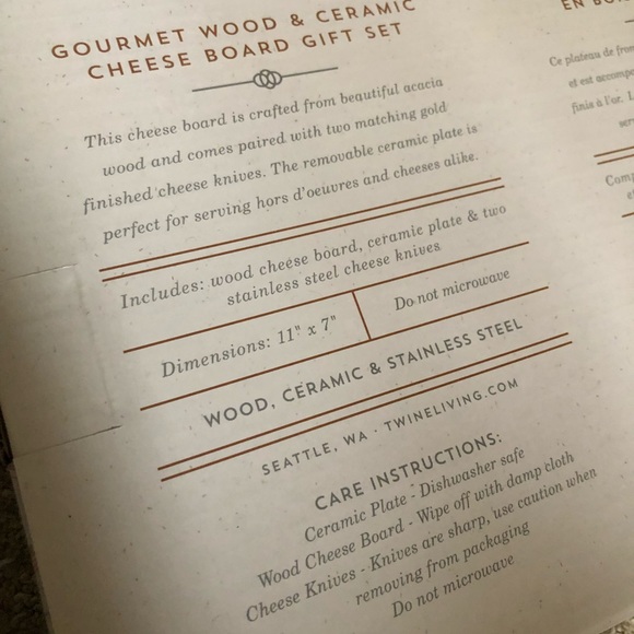 Twine Gourmet Wood and Ceramic Cheese Board Set - Picture 2 of 2